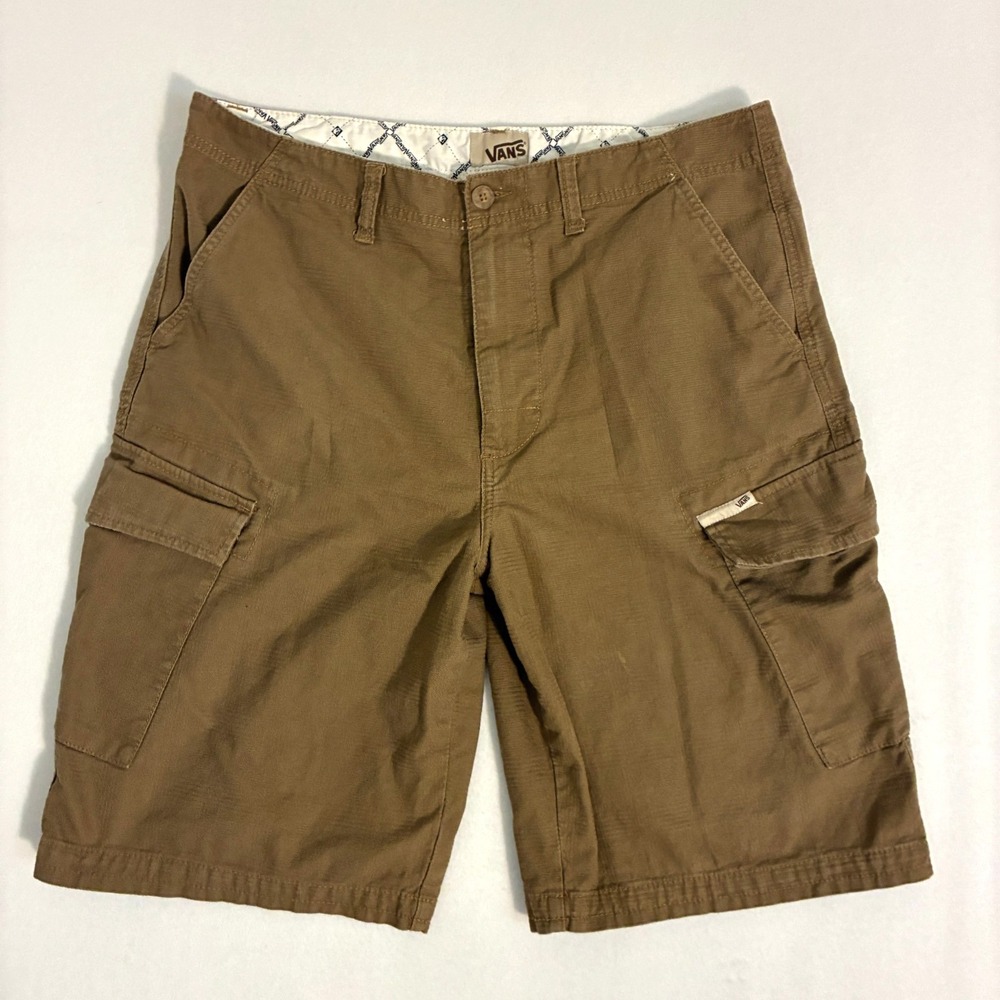 Vans Cargo Shorts Men's Size 36 12" Inseam Brown Off The Wall Skater Street Y2K